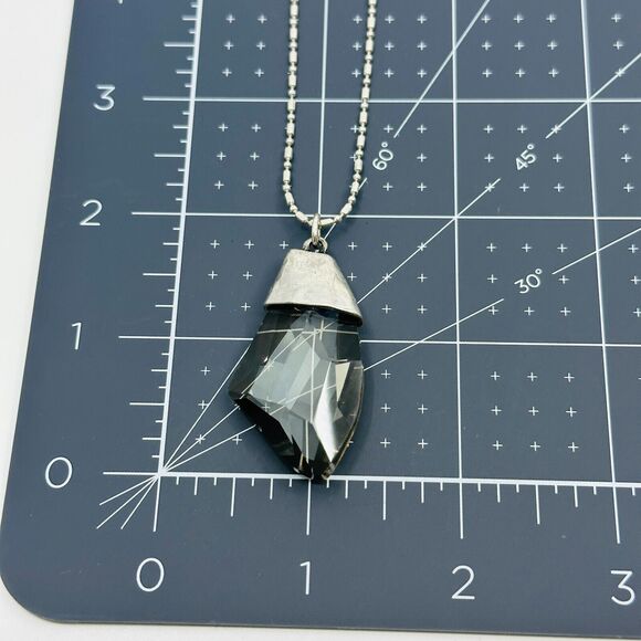 Chicos Necklace Clear Faceted Crystal Pendant 1.75" Ball Chain Jewelry 40" - Picture 8 of 8